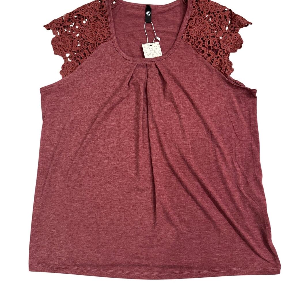 Automet XL Burgundy Crochet Sleeve Tank Top NWT | Size XL